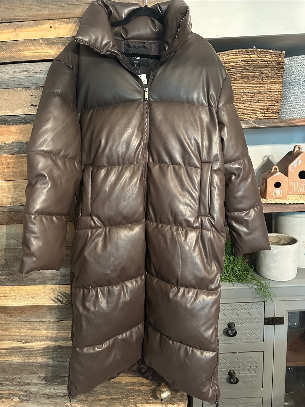 Brown puffer trench coat … soft warm fun